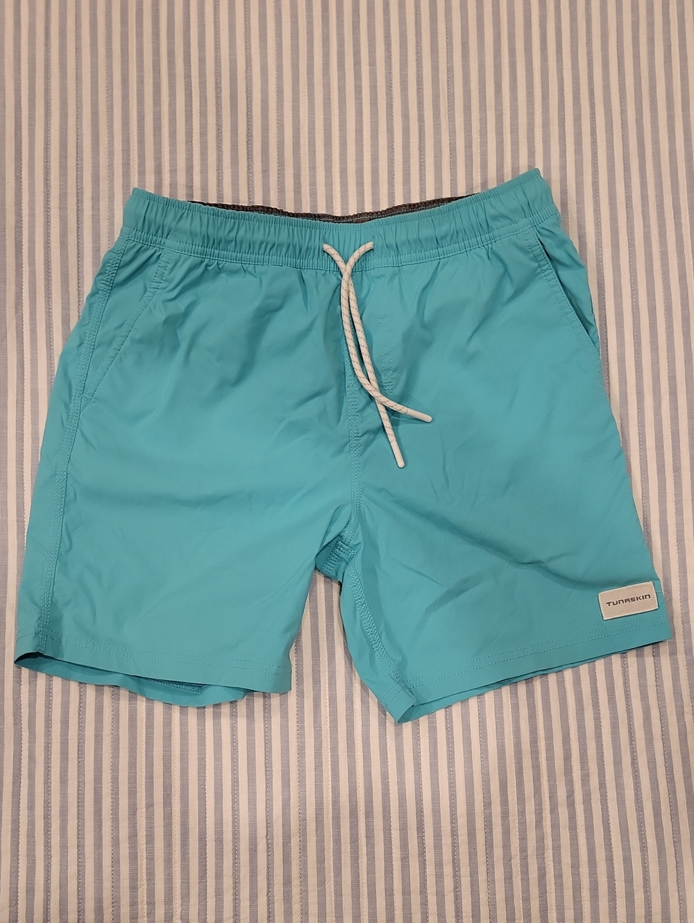 Tunaskin Kids' Bright Aqua Swim Trunks with Drawstring